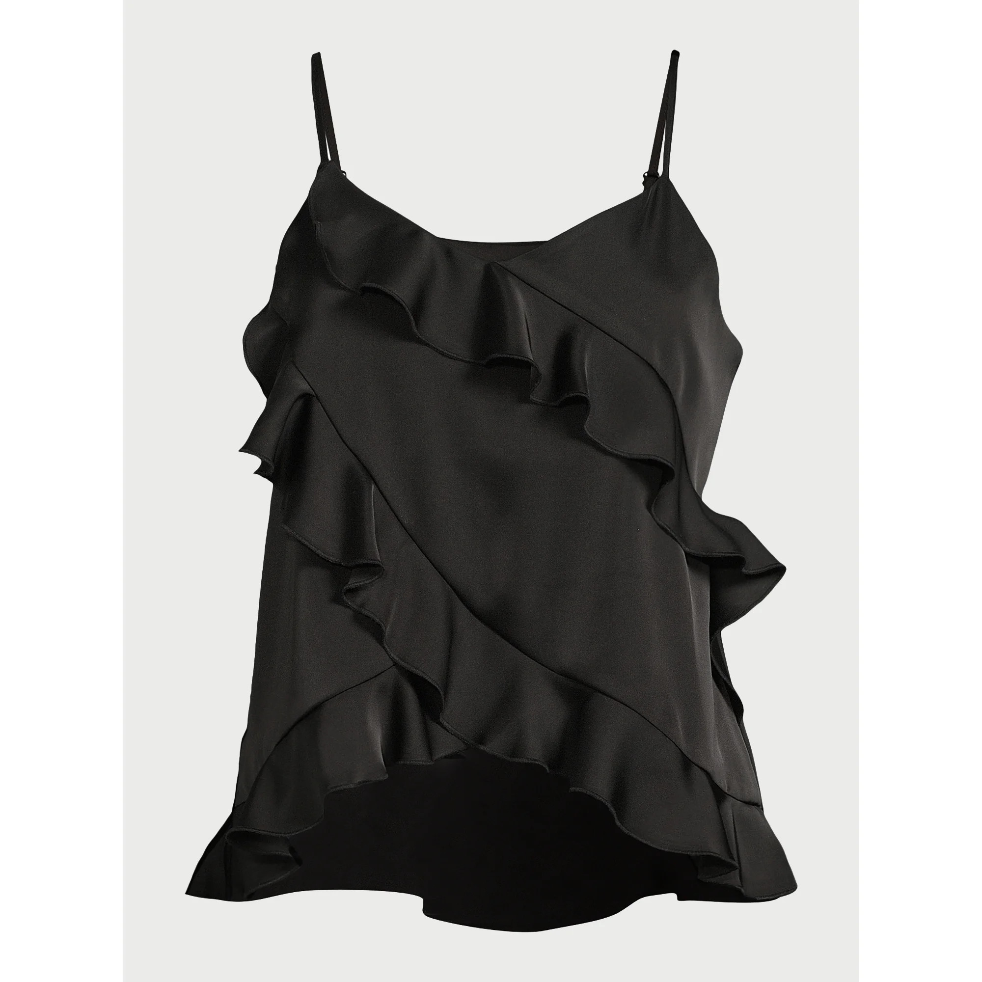 Scoop Women’s Satin Ruffle Tank Top, Sizes XS-XXL | Walmart (US)