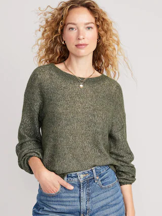 Sheer Boat-Neck Sweater for Women | Old Navy (US)