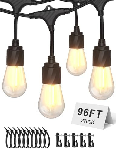 XMCOSY+ 96FT Outdoor String Lights, Patio Lights Outdoor Waterproof with 32 Shatterproof Bulbs, L... | Amazon (US)