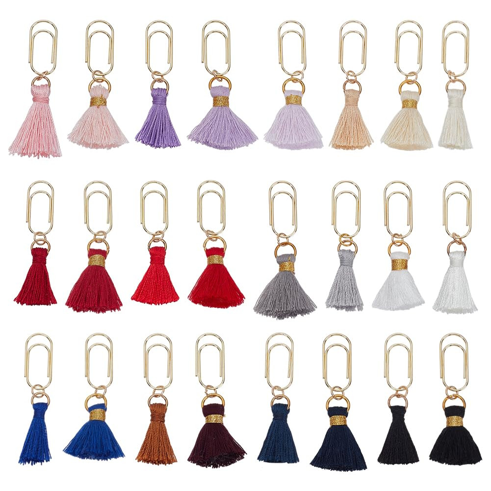 PLIGREAT 24 Pcs Alloy Paperclips with Cotton Tassel Charm Creative Decorative Paper Clips Bookmar... | Amazon (US)