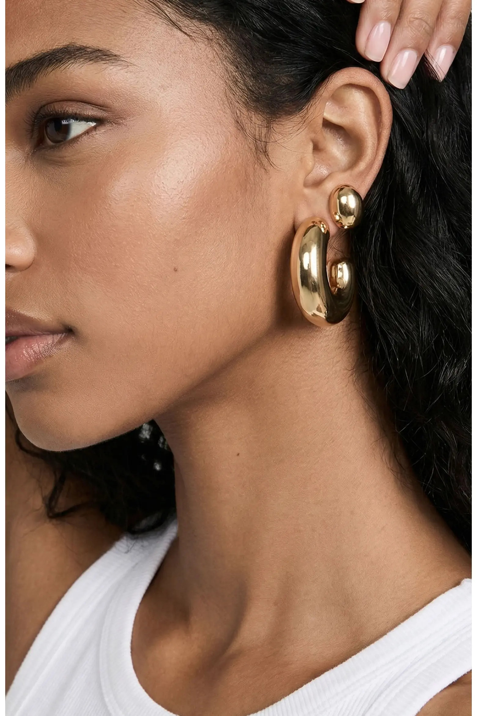 Set of 2 Pairs Thick Dome Hoop & Stud Earrings (Women) | Nordstrom | Nordstrom