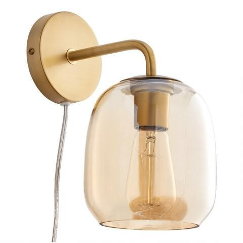 Cyra Amber Glass Wall Sconce | World Market