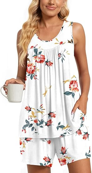 TAOHUADAO 2 Piece Women's Sleeveless Pajama Sets, Lounge Sleepwear Ladies Pjs Sets with Pockets | Amazon (US)