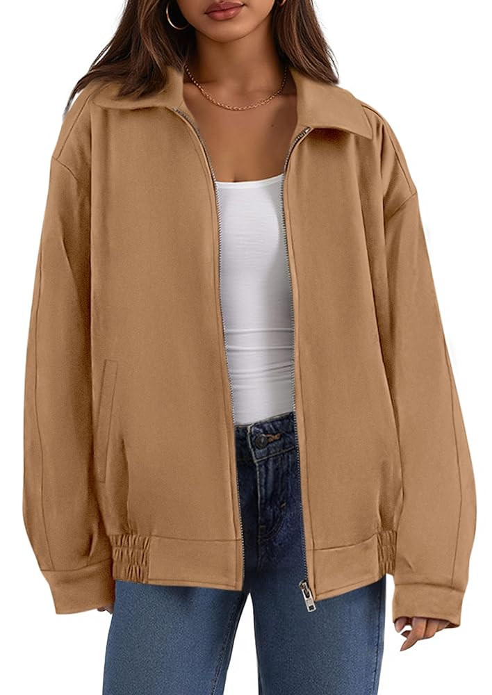 PRETTYGARDEN Faux Suede Bomber Jacket Women Fall Fashion 2025 Casual Zip Up Oversized Trendy Wint... | Amazon (US)