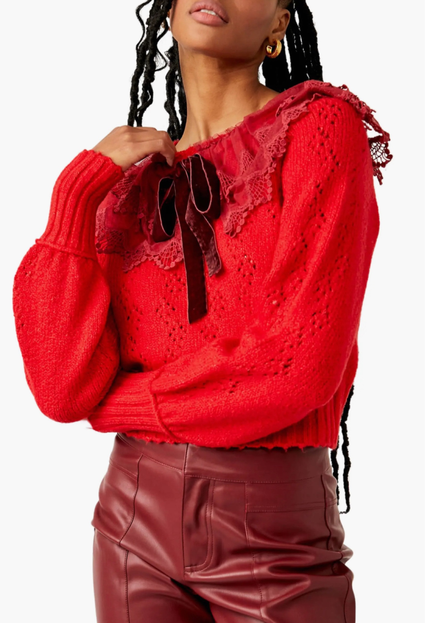 Hold Me Closer Lace Yoke Sweater
Free People.
