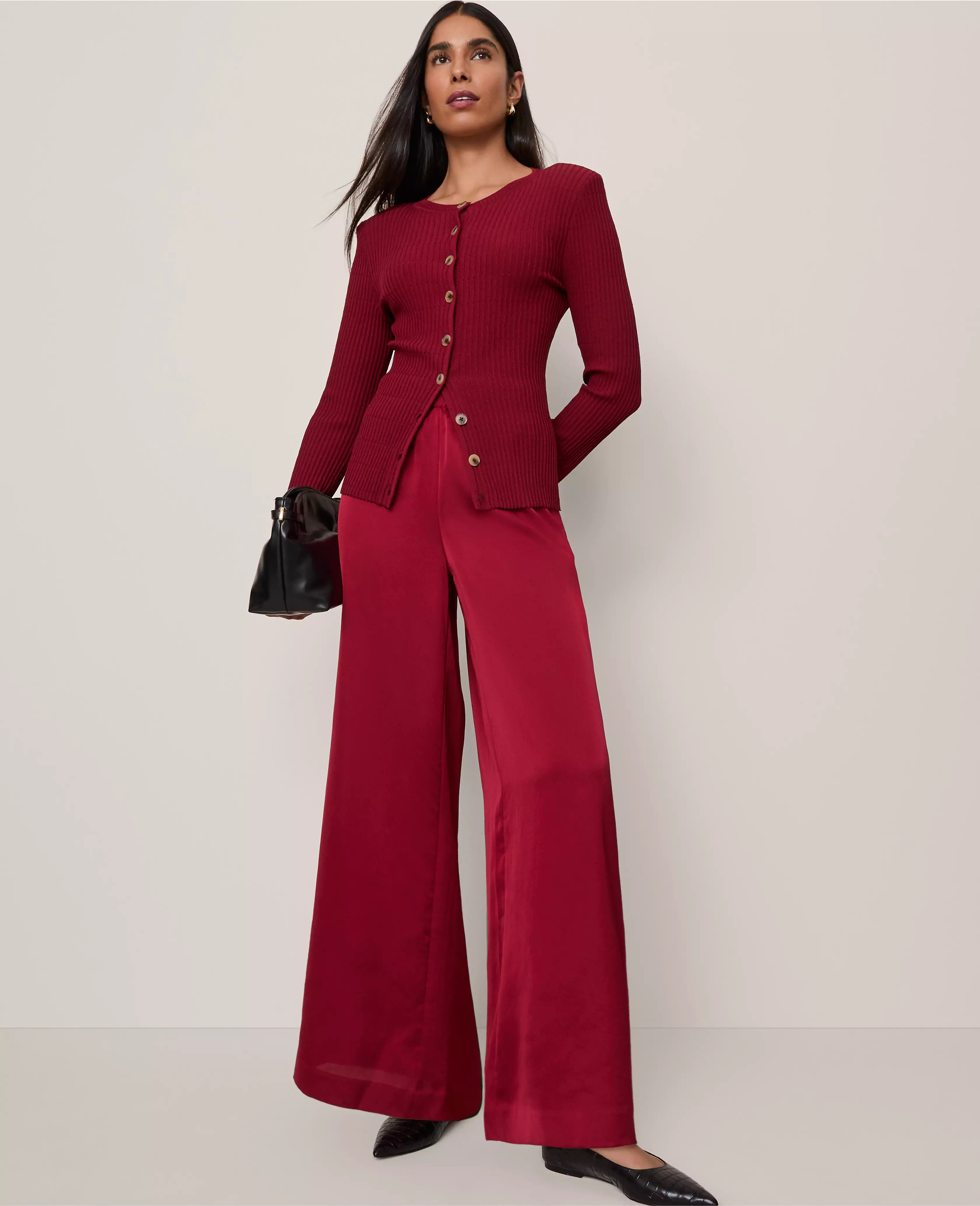 The Easy Palazzo Pant in Satin | Ann Taylor