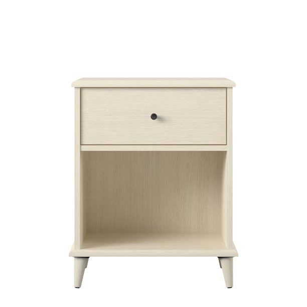 Queer Eye Farnsworth 1 Drawer Mid-Century Modern Nightstand, Ivory Oak | Walmart (US)