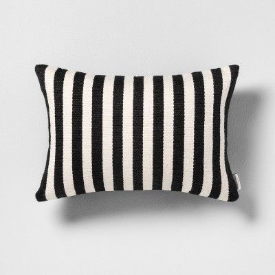 Outdoor Oblong Back Pillow Stripe Black / White - Hearth & Hand™ with Magnolia | Target