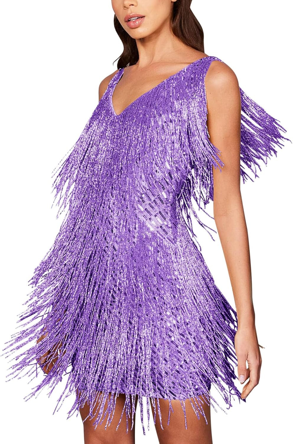 Women's Cocktail Dresses Flapper Dresses 20s Gatsby with All-Over Fringe Mini Dresses Feather Pro... | Amazon (US)