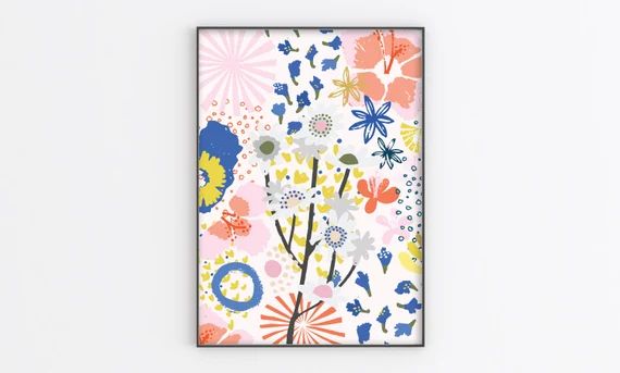 Floral Abstract Art Print | Colourful Print | Floral Illustration | A6/A5/A4/A3/A2/A1 | Living Ro... | Etsy (US)