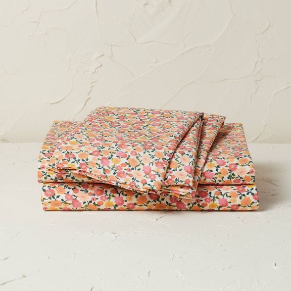 Twin/Twin XL Printed Cotton Percale Sheet Set Floral - Opalhouse&#8482; designed with Jungalow&#8... | Target