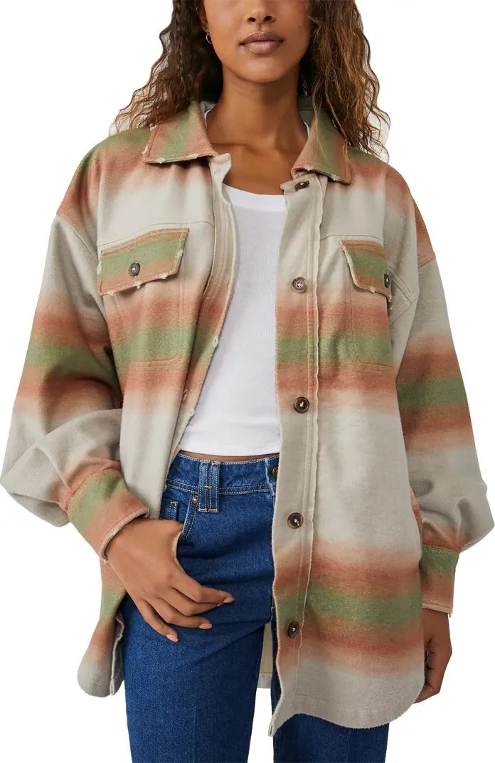 Free People Ruby Ombré Stripe Cotton Blend Shirt Jacket | Nordstrom | Nordstrom