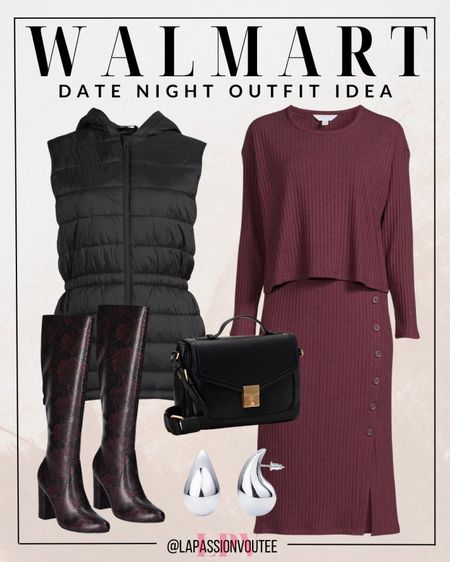 Dress to impress with Walmart's fashion finds! Wrap yourself in the cozy elegance of a rib-knit dress, layer it with a chic vest, and accessorize with a trendy sling bag. Stride confidently in tall boots and add a touch of glamour with statement earrings. Elevate your look, affordably. 

#LTKSeasonal #LTKstyletip #LTKHoliday