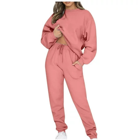 Fanxing Clearance Deals Sweatsuits for Women 2 Piece Outfits Sets Crewneck Pullovers Tracksuit Oversized Sweatshirt Matching Sweatpants Set | Walmart (US)