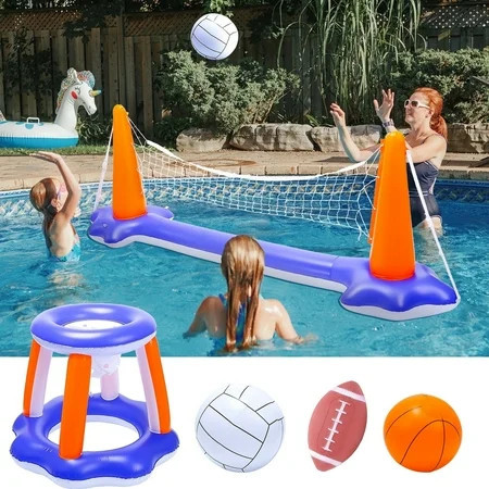 JoyStone Inflatable Pool Toys, 2-in-1 Swimming Pool Basketball & Volleyball Sets, Floating Basketball Hoop and Water Football, Summer Pool Game for Kids and Adults | Walmart (US)