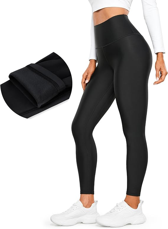 CRZ YOGA Womens High Waisted Fleece Lined Leggings 25 inches - Winter Warm Thick Thermal Soft Wor... | Amazon (US)