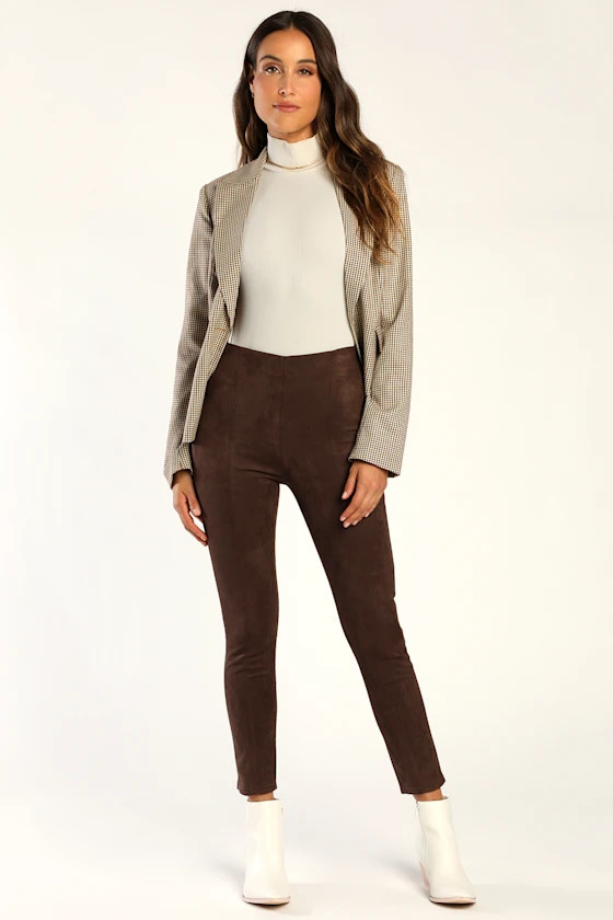 Days Together Chocolate Brown Vegan Suede Leggings | Lulus (US)