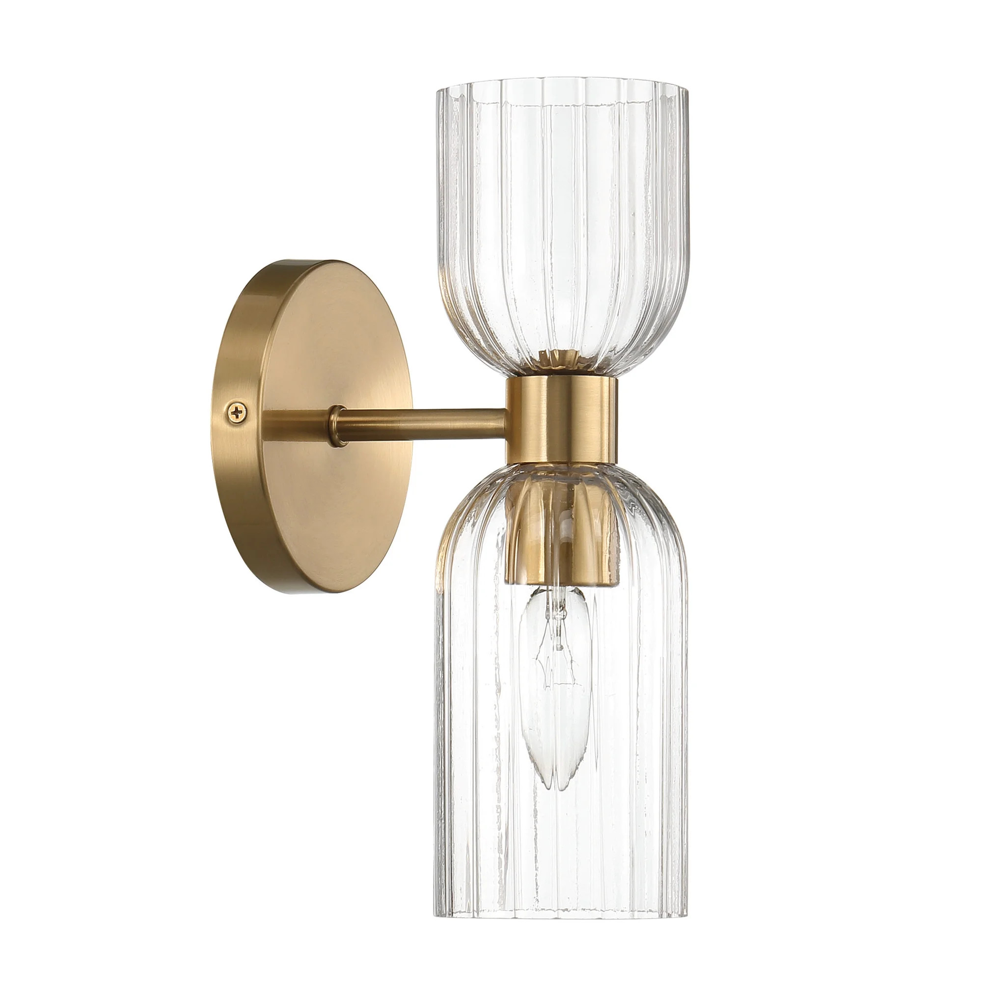 Robert Stevenson Lighting Josephine - Mid-Century Modern Metal and Clear Ribbed Glass Wall Light,... | Walmart (US)