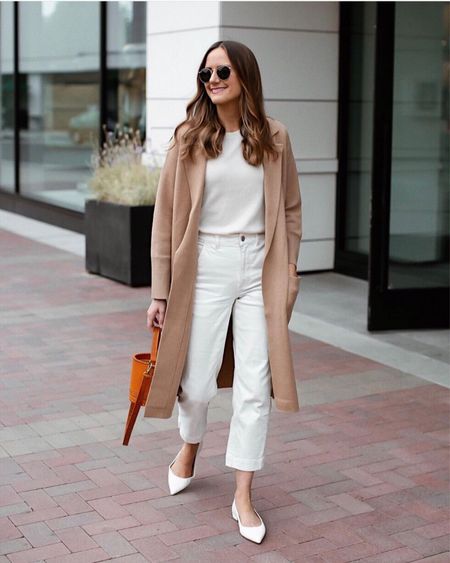 Fall outfit in camel coat/coatigan over an all-white outfit 🤎🤍

#LTKstyletip #LTKSeasonal #LTKfindsunder100