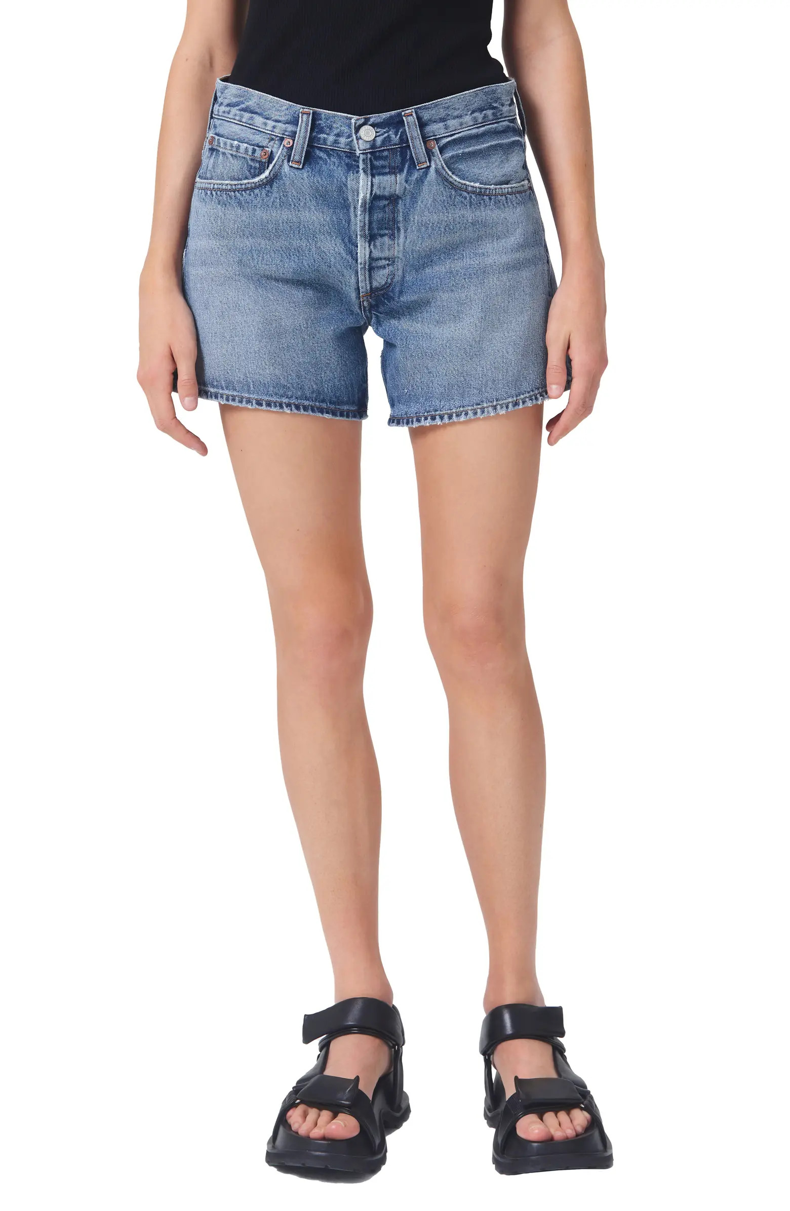 AGOLDE Parker Long Relaxed Organic Cotton Denim Shorts | Nordstrom | Nordstrom
