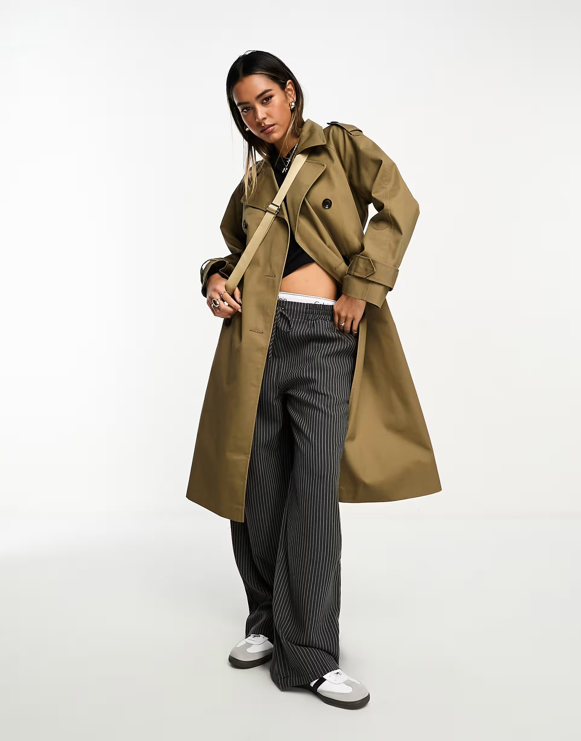 ASOS DESIGN longline trench in olive | ASOS (Global)