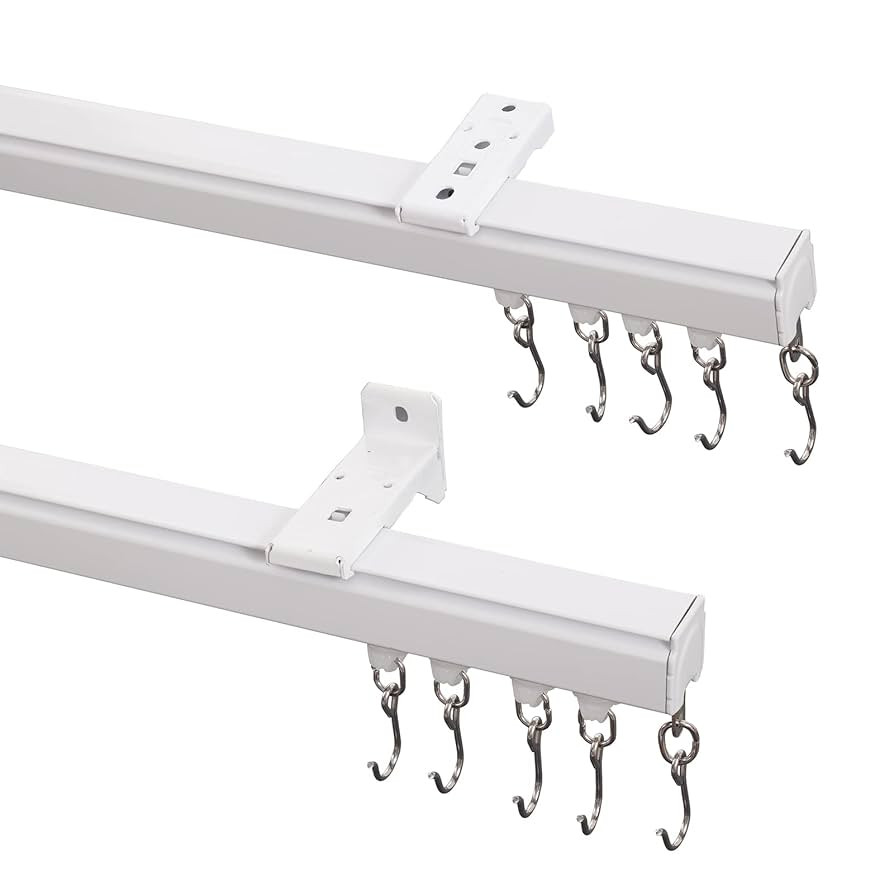 ChadMade Aluminum Ceiling Curtain Track Set with Hooks, 9ft - 12ft Adjustable Length Ceiling/Wall... | Amazon (US)