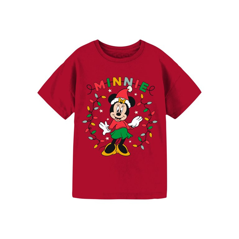 Disney Minnie Mouse Girls Holiday Graphic Crewneck Short Sleeve T-Shirt, Sizes 4-16 | Walmart (US)