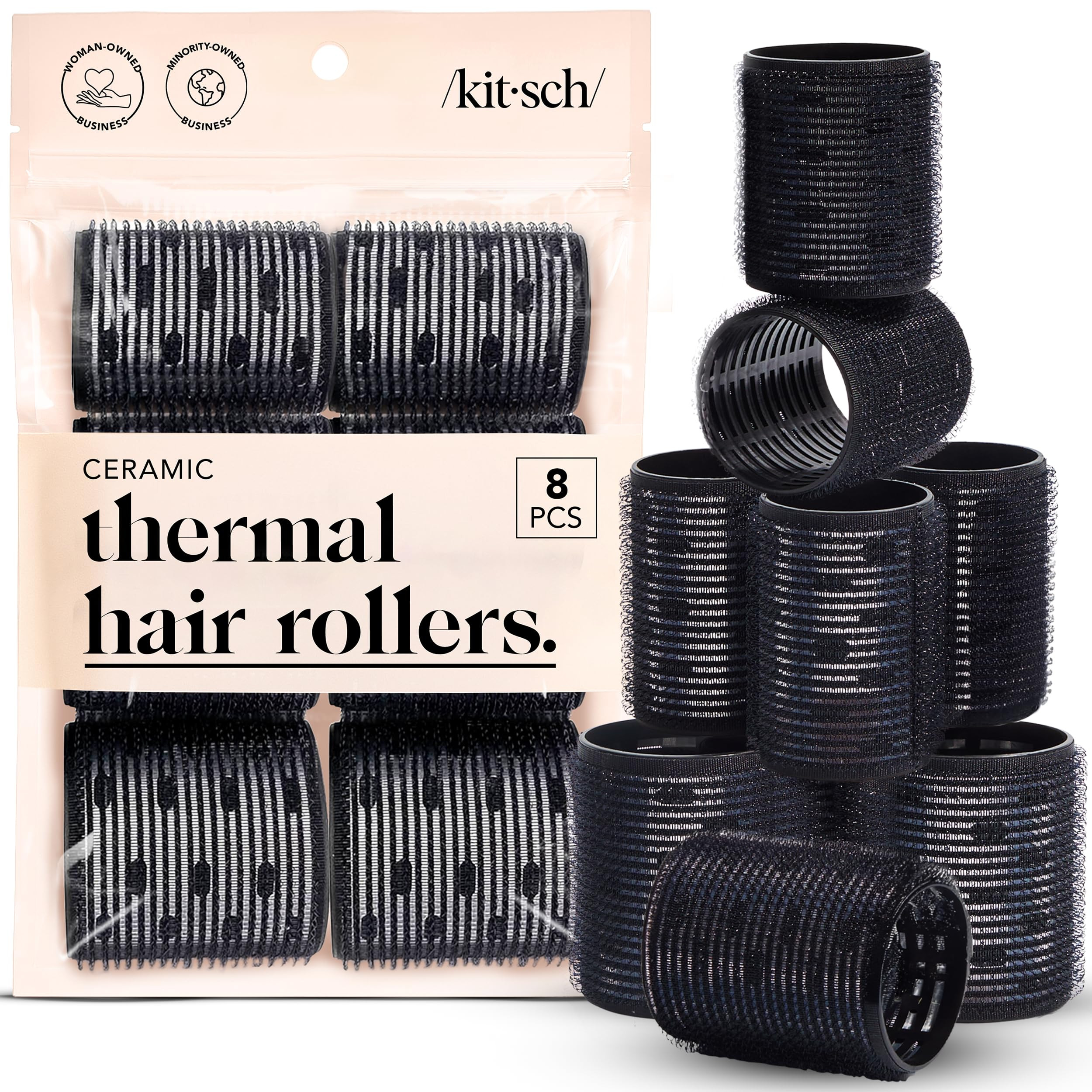Kitsch Ceramic Thermal Hair Rollers for Women – Self Grip Hair Curlers for Heatless Curls Overn... | Amazon (US)