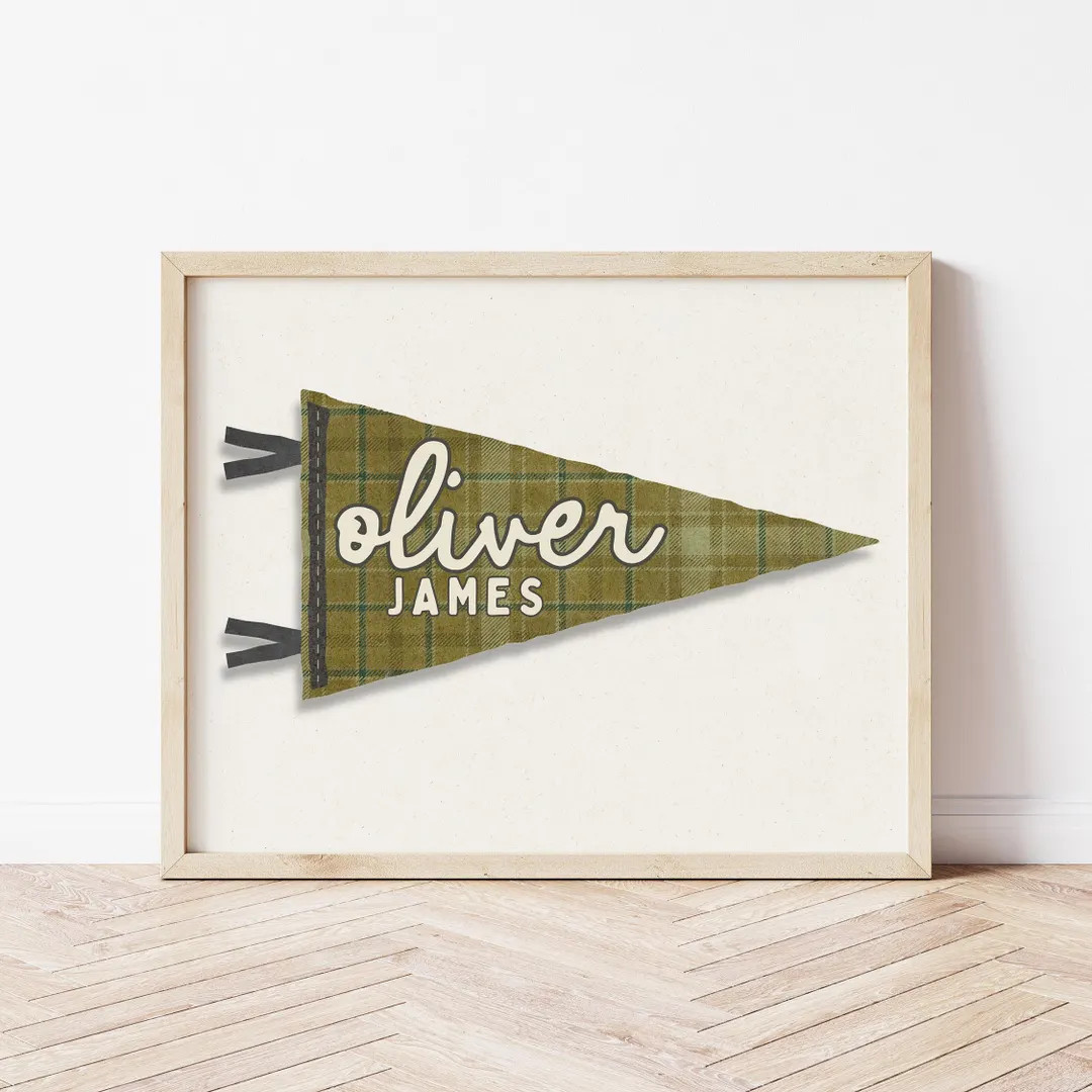 Custom Name Pennant Flag Personalized Pennant Banner Baby Shower Birthday Gift Boho Boys Room Dec... | Etsy (US)