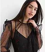 Velvet Dot Tulle Floral Cami Blouse | LOFT