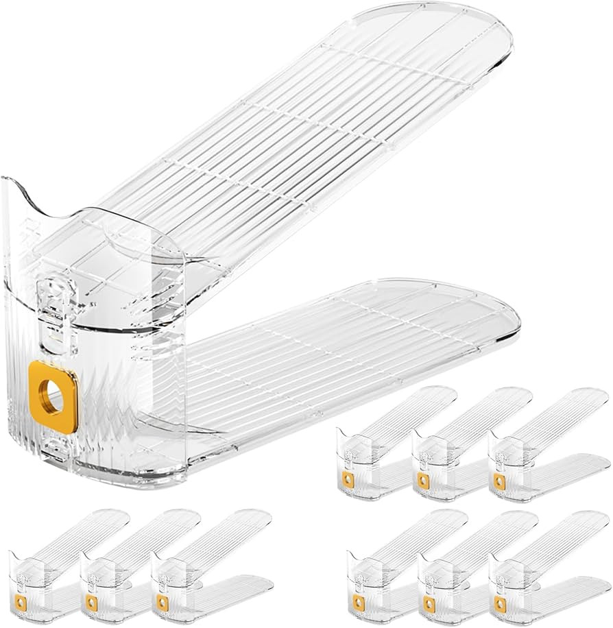 10Pack Shoe Slot Organizers Clear Shoe Stacker Organizer for Closet Shoe Holder Space Saver Rack ... | Amazon (US)