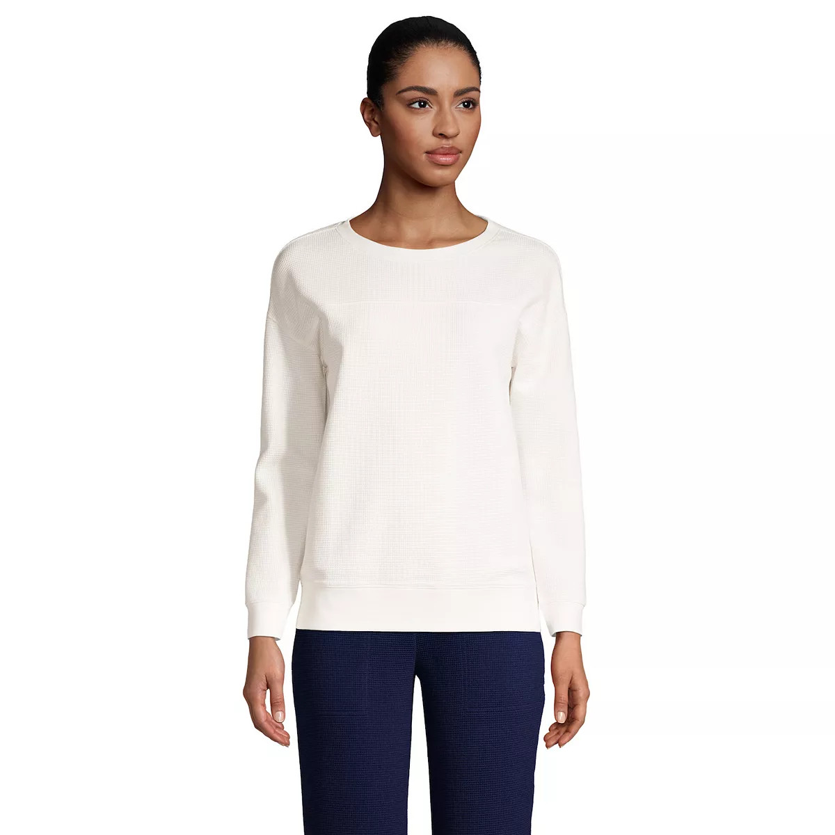 Women's Lands' End Long Sleeve Waffle Crewneck Top | Kohl's