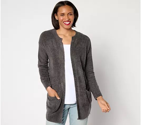 Barefoot Dreams CozyChic Lite Side Zip Cardigan - QVC.com | QVC