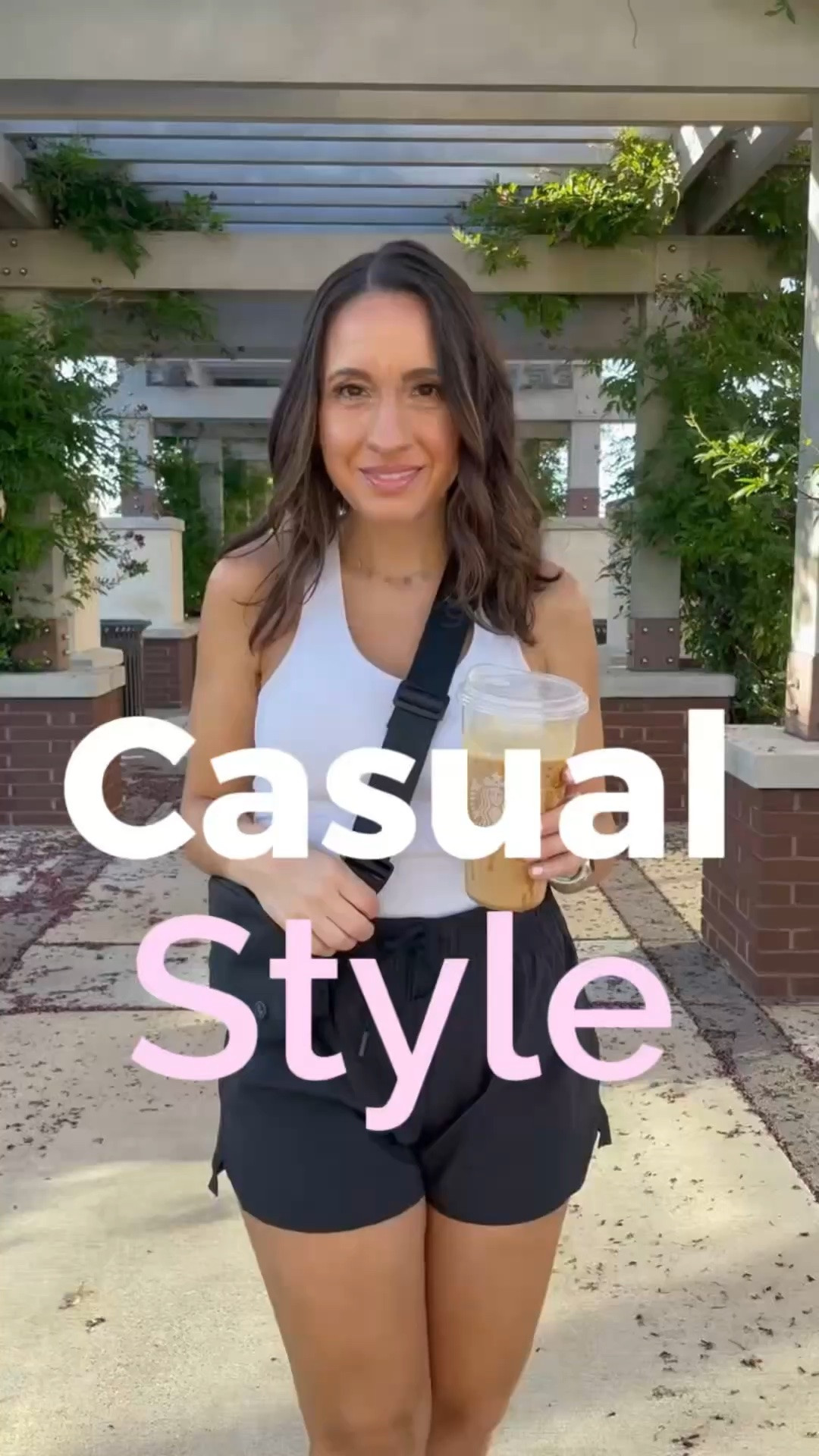 Casual style for running errands and working out. 
White workout tank top 
Black shorts with hidden pocket
Belt bag 
Adidas sneakers 
Petite style

#LTKmomlife #LTKPetite #LTKOver40