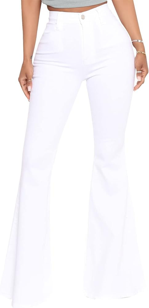 BISUAL Women's Black Bell Bottom Jeans for Women High Waisted Flare Jeans Womens Ripped Stretchy ... | Amazon (US)