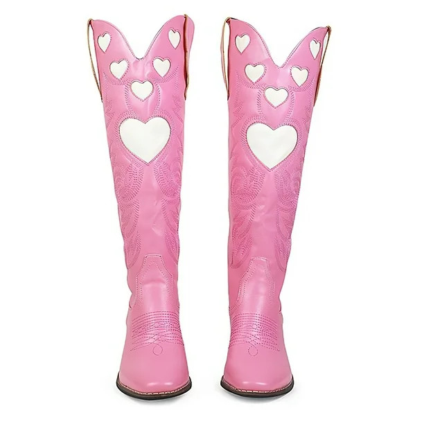 CELNEPHO Western Boots For Women Pink Knee High Cowgirl Boots Size 7 | Walmart (US)