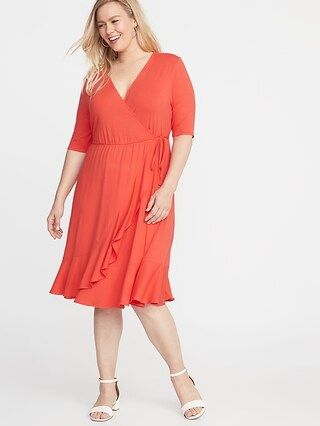 Waist-Defined Faux-Wrap Jersey Plus-Size Dress | Old Navy US