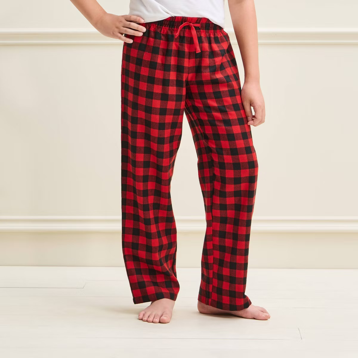 Boys' Drawstring Flannel Pajama Pants - Cat & Jack\u2122 Black/Red M | Target