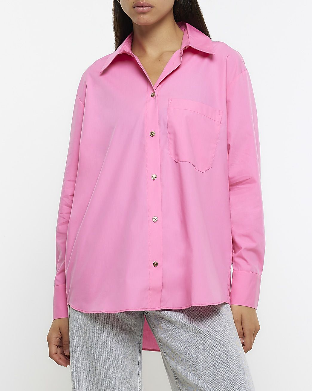 Pink poplin oversized shirt | River Island (UK & IE)