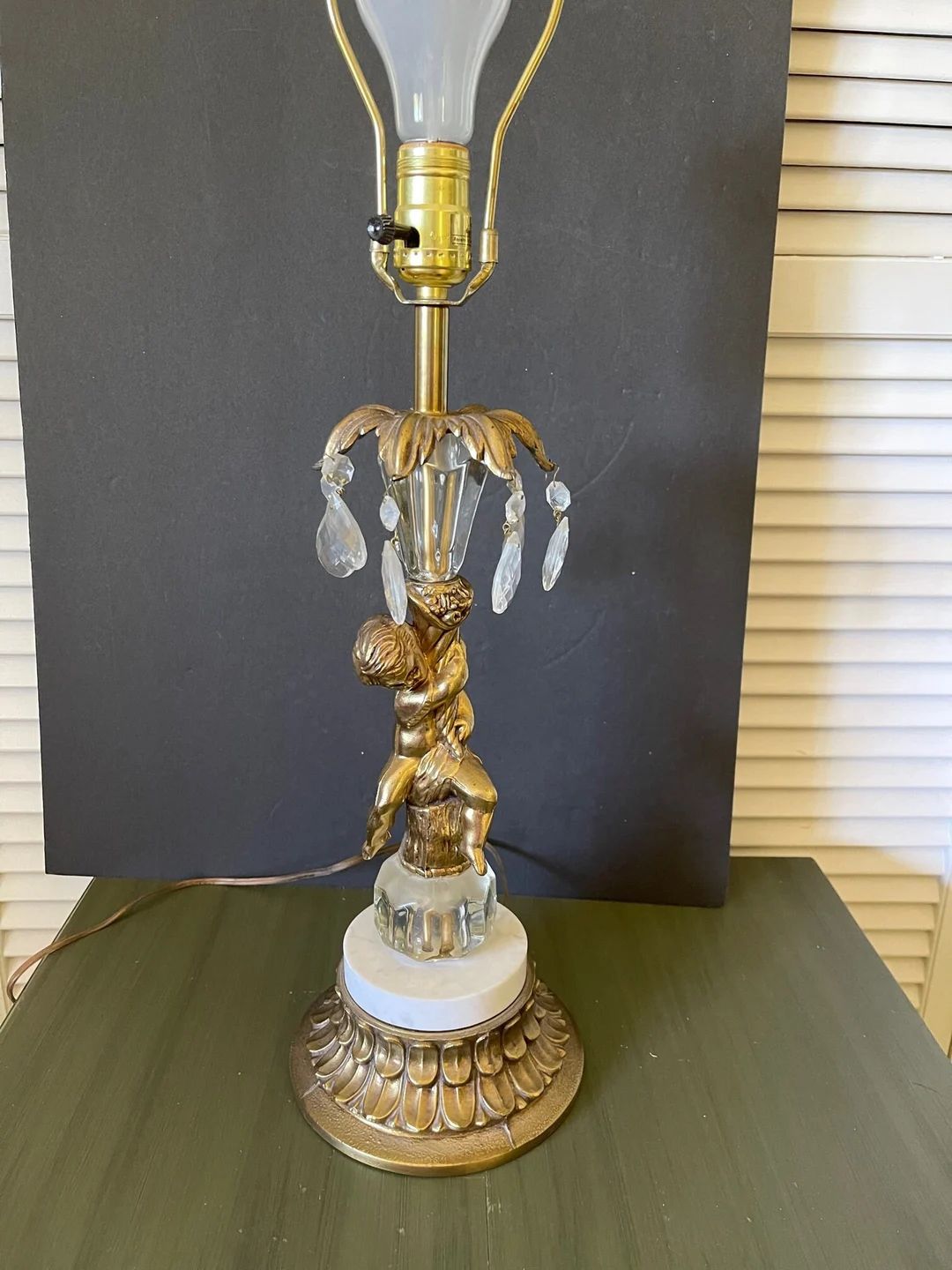Vintage Cherub Lamp with Teardrop Crystals Marble Base | Princess Room Decor | Hollywood Regency ... | Etsy (US)