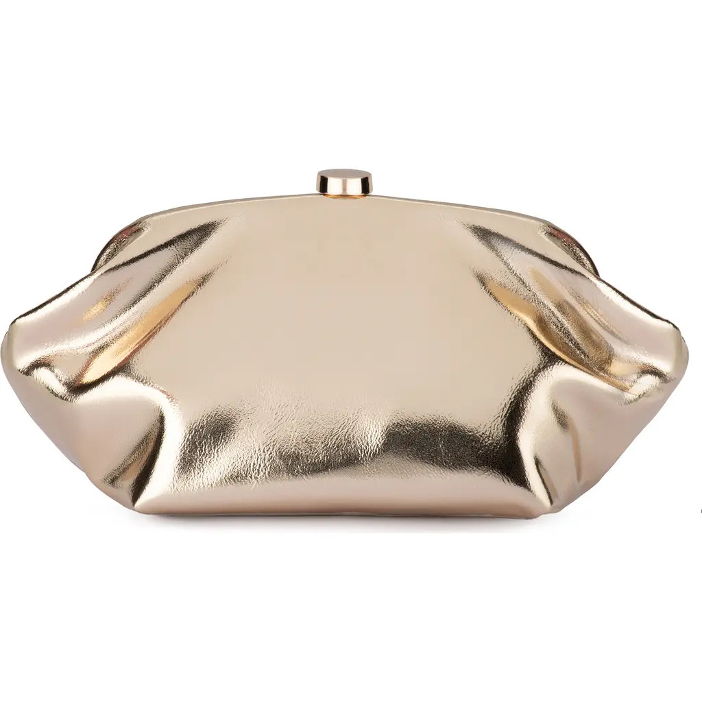 Olga Berg Tally Metallic Faux Leather Frame Clutch in Gold at Nordstrom | Nordstrom