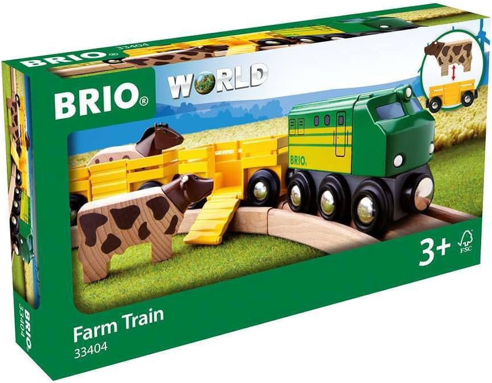 Brio World 33404 - Farm Train - 5 Piece Wooden Toy Train Set for Kids Age 3 and Up | Amazon (US)