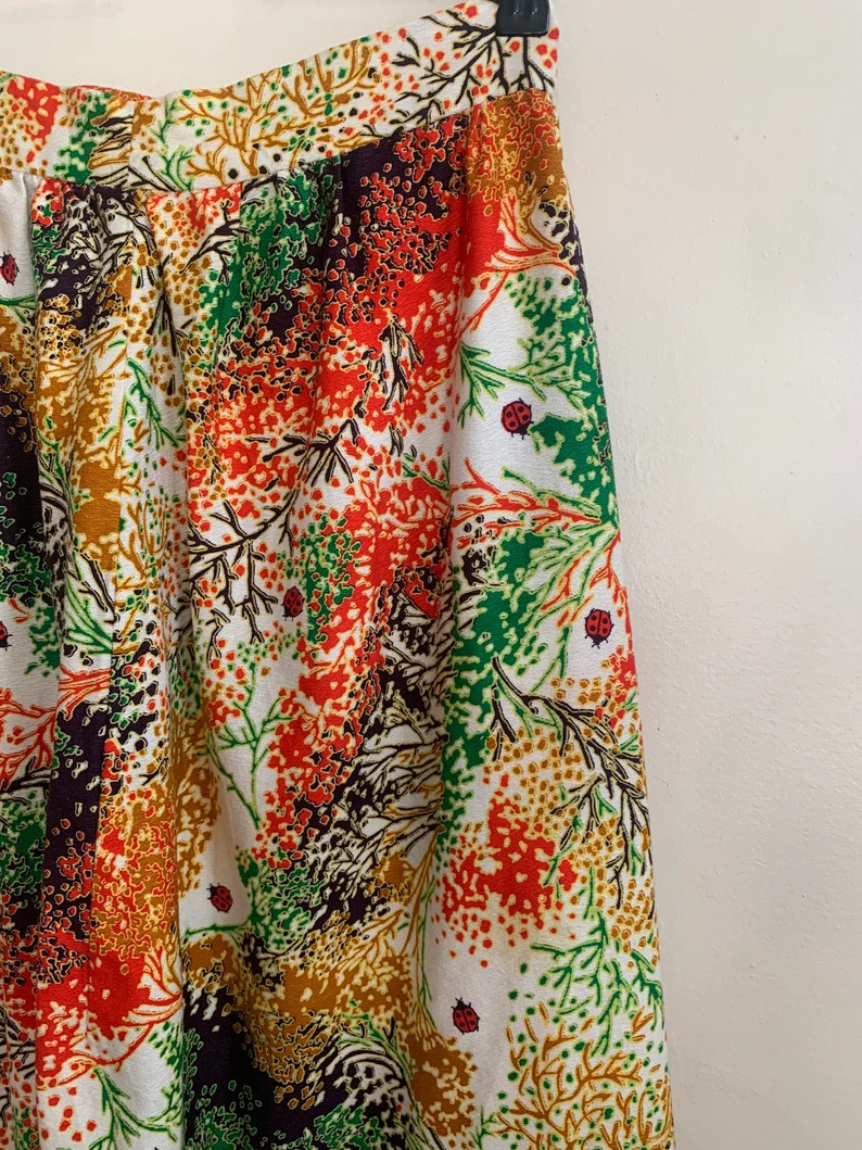 Vintage 1970s Ladybug Maxi Skirt | Etsy (Global)