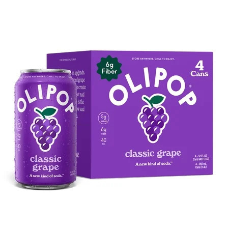 OLIPOP Prebiotic Soda, Classic Grape, 12 fl oz, 4 Pack, Pantry Packs | Walmart (US)