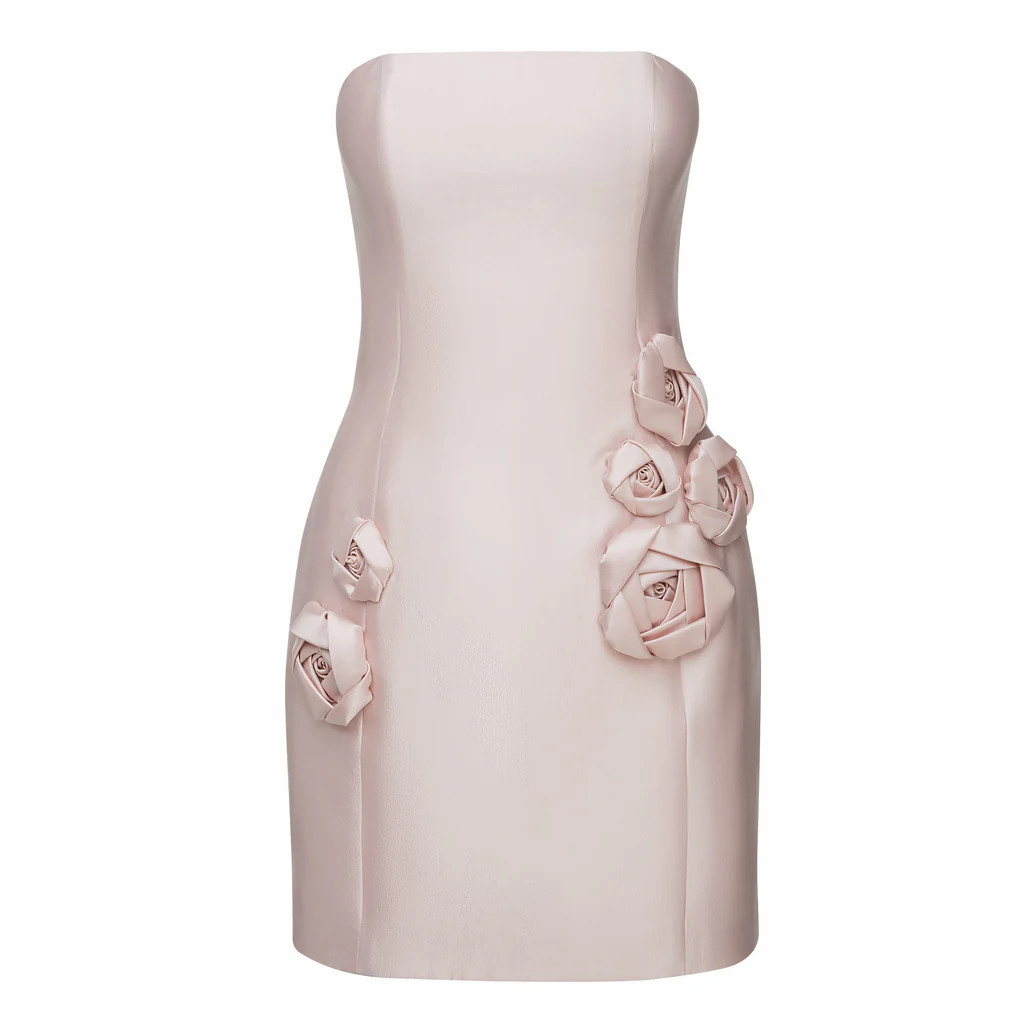 Appliqued Strapless Silk And Wool-Blend Mini Dress | Over The Moon