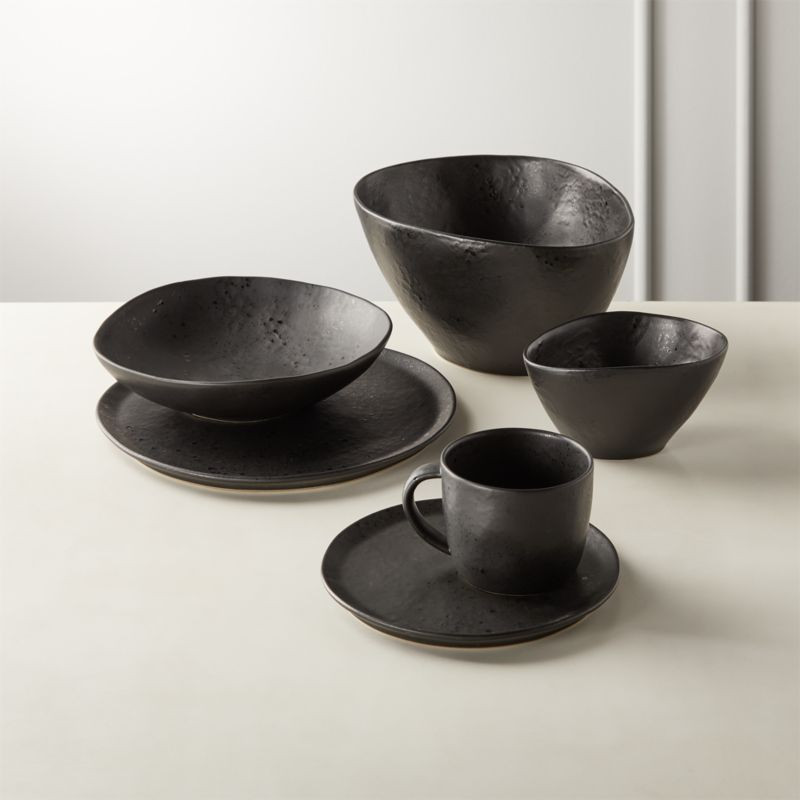 Fleck Black Reactive Dinnerware | CB2 | CB2