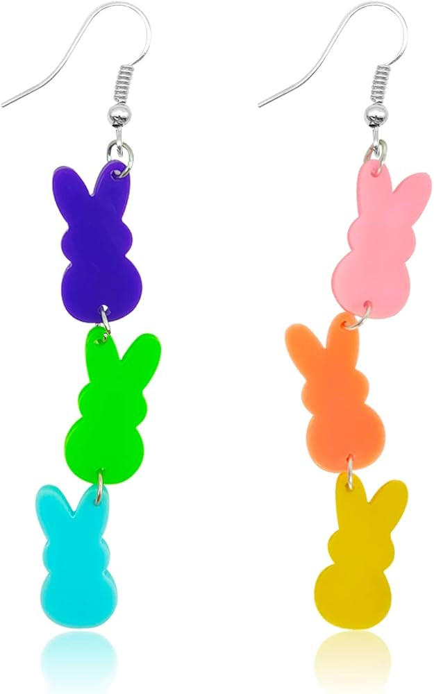 Easter Earrings for Women Easter Bunny Earrings Easter Eggs Rabbit Carrot Earrings Acrylic Easter... | Amazon (US)