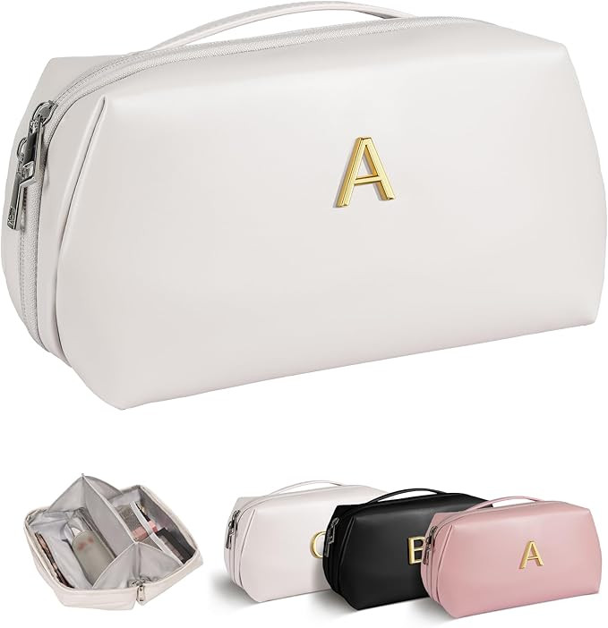 Personalized Christmas Gifts, Initial Makeup Bag Travel Toiletry Bag for Teen Girls Women, Cosmet... | Amazon (US)
