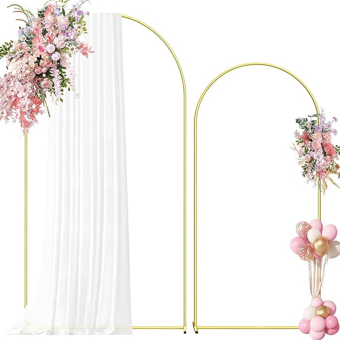 Metal Arch Backdrop Stand, 7.2FT+6FT Wedding Arch Backdrop Stand, Set of 2 Gold Backdrop Arch Sta... | Amazon (US)
