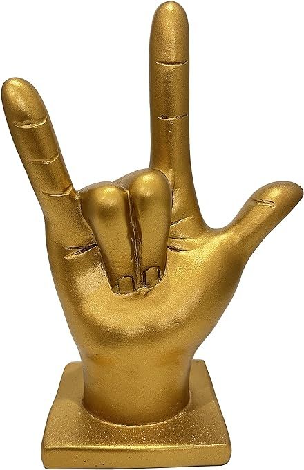 I Love You-Hand Sculpture-Gold- Tabletop & Shelf Decor- ELADITEMS | Amazon (US)
